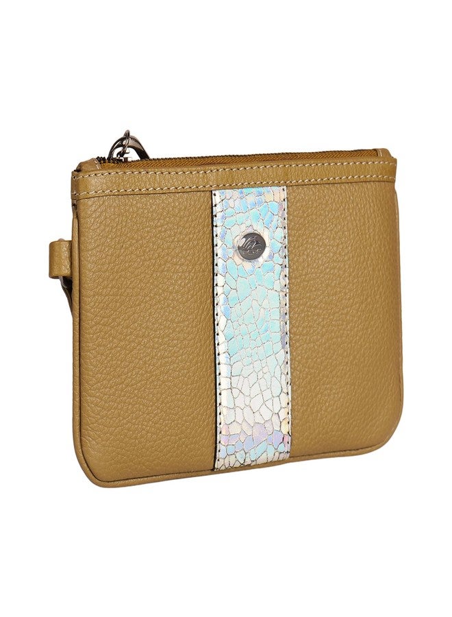 PERF Genuine Leather Wristlet Pouch for Women | Compact Handheld Clutch with Textured Accent & Detachable Strap | Premium Everyday Carry Organizer (OLV/SLV) - Image 3